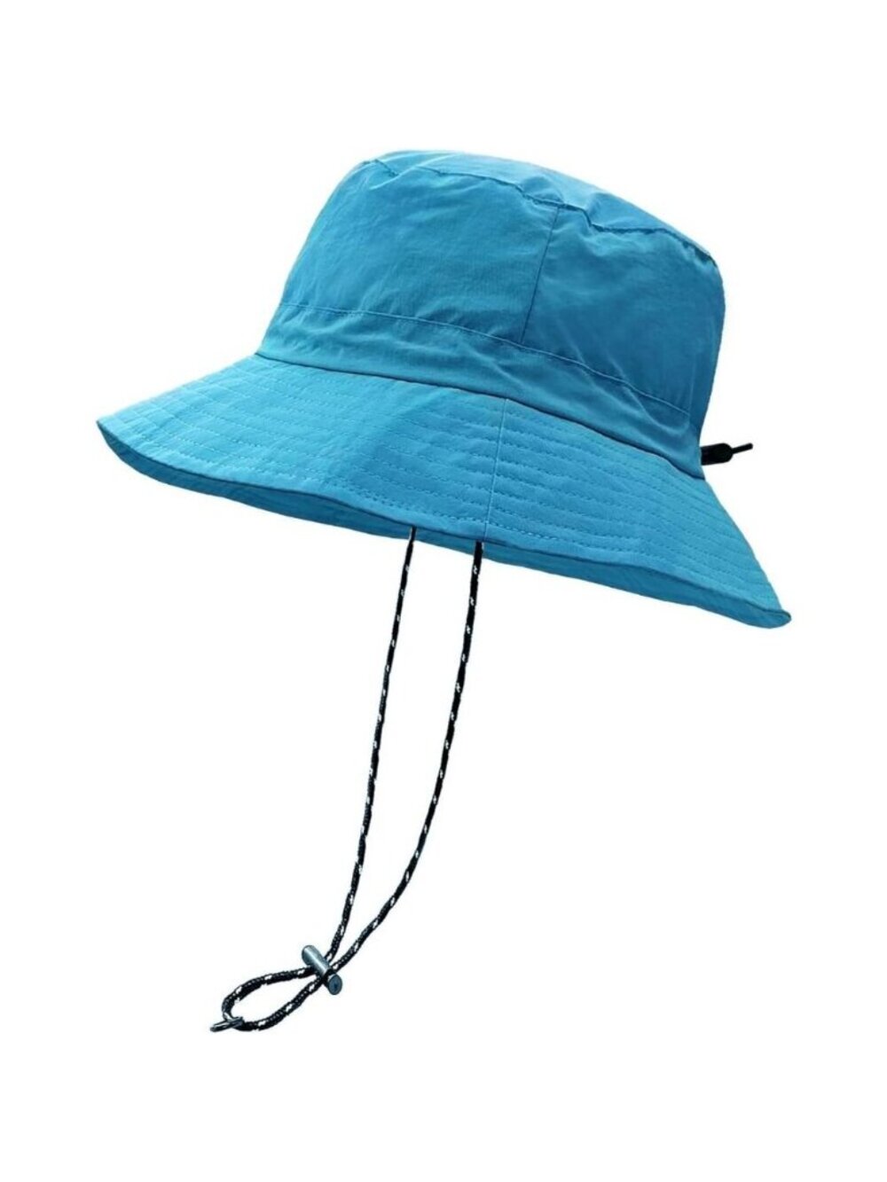Unisex Blue 100% Polyester Wide Brim Boonie Waterproof Chin Strap Bucket Sun Hat